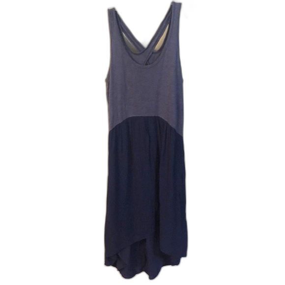 ANTHROPOLOGIE LEFT OF CENTER SIZE MEDIUM BLUE TULIPAN TANK DRESS HI LO HEM - Picture 2 of 9